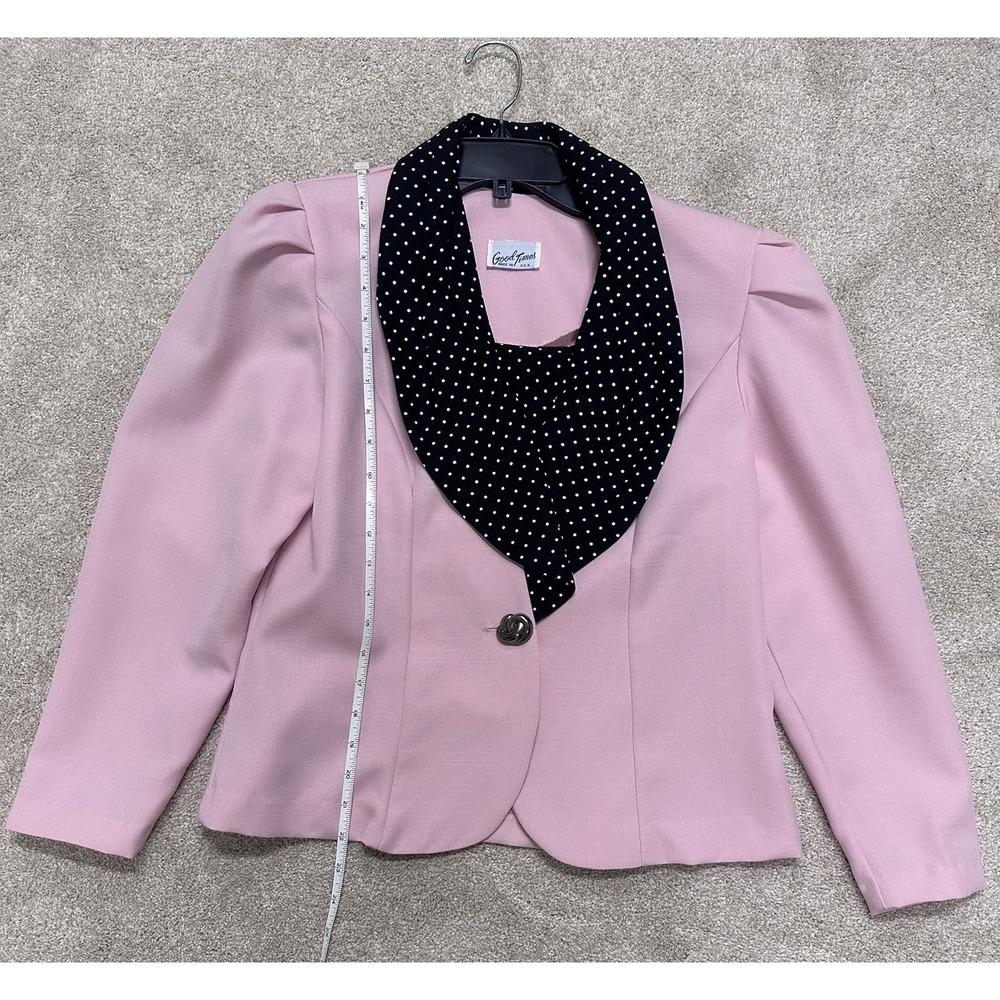 Vintage Good Times Blazer Women's USA 1980's Pink Black And White Polka Dots